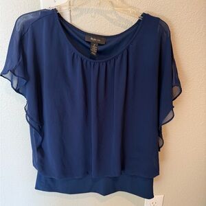Style & Co. Deep Blue Flutter Sleeve Blouse